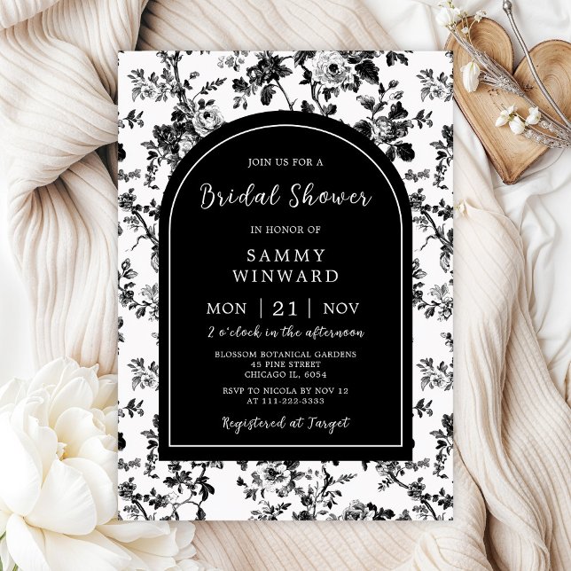 Black Antique Chinoiserie Bridal Shower Invitation (Creator Uploaded)