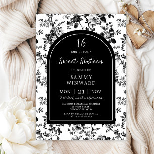 Black Antique Chinoiserie Sweet Sixteen Invitation