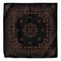 Black Antique Copper Paisley Bandana