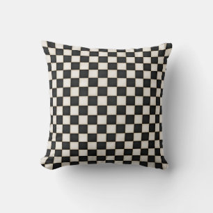 Black & Antique White Chequered Cushion
