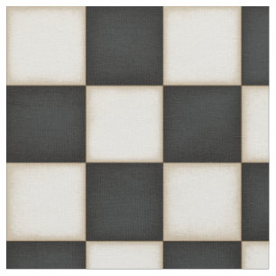 Black & Antique White Chequered (medium scale) Fabric