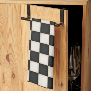 Black & Antique White Chequered Tea Towel