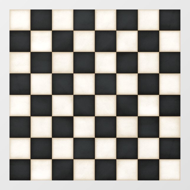 Black & Antique White Custom Size Chessboard Decal (Sheet)