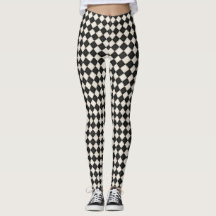 Black & Antique White Diamonds Leggings
