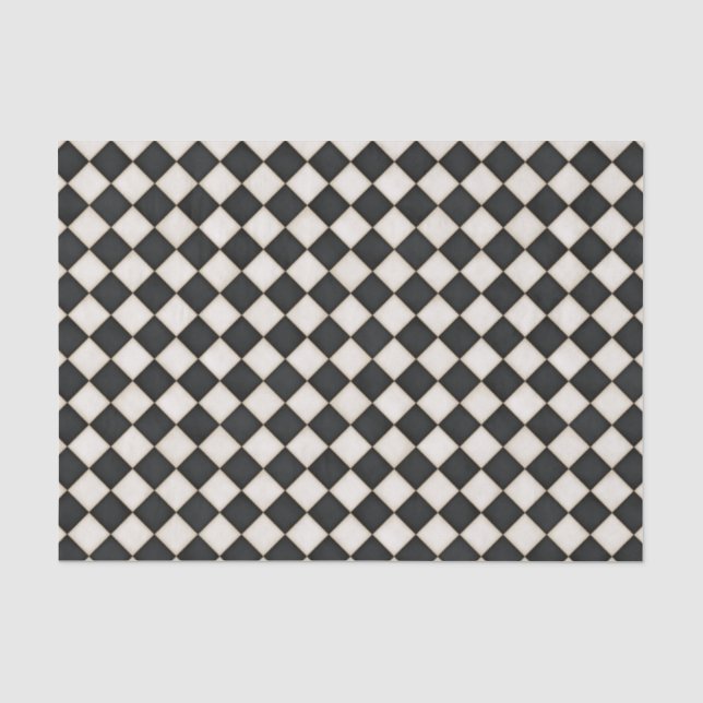 Black & Antique White Diamonds Tissue Paper (Front)