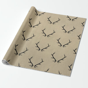 Black antlers on stone background wrapping paper
