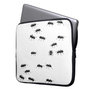 Black Ants on White Laptop Sleeve