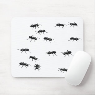 Black Ants on White Mouse Mat