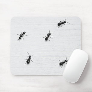 Black Ants on Whitewashed Wood Mouse Mat