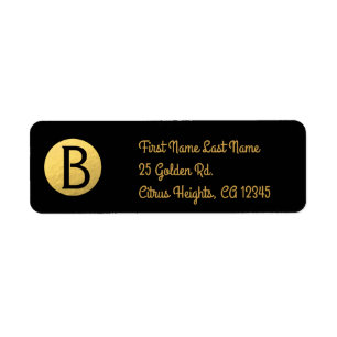 Black (any colour) Gold Foil Modern Monogram Chic
