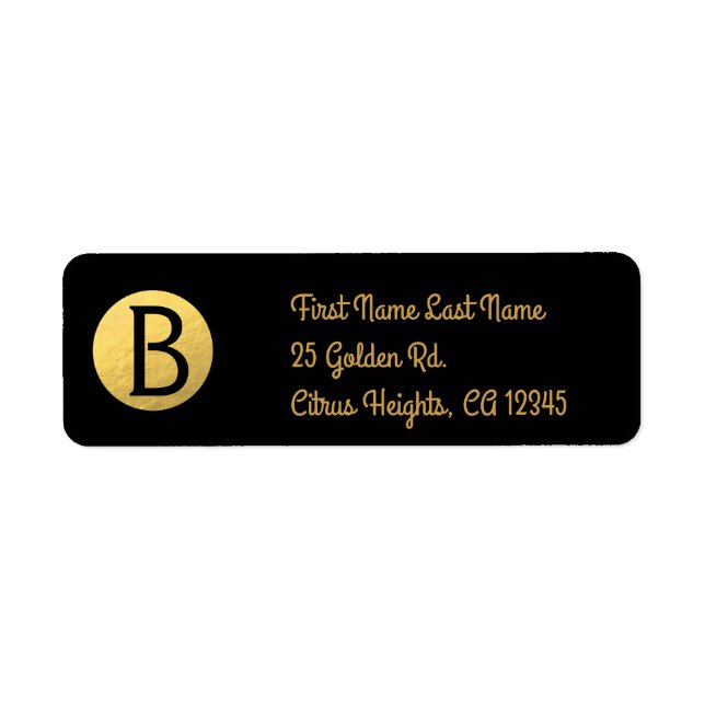 Black (any colour) Gold Foil Modern Monogram Chic (Front)
