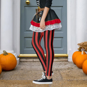 Black & Any Colour Vertical Stripe Pirate Hallowee Leggings