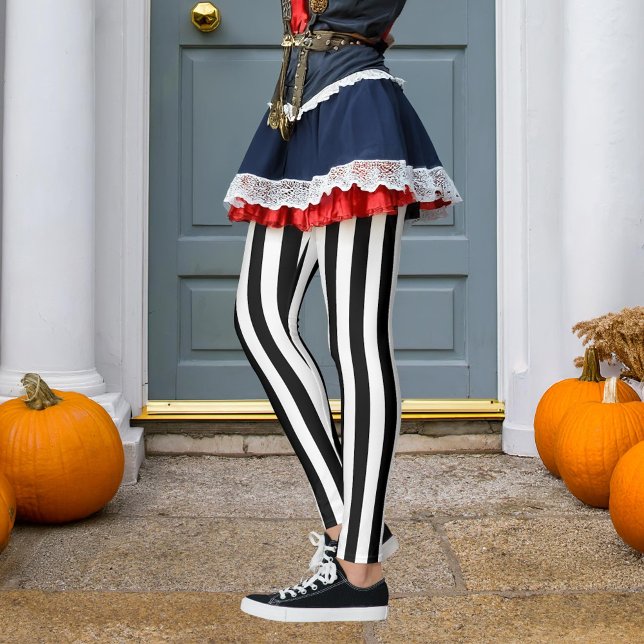 Black & Any Colour Vertical Stripe Pirate Hallowee Leggings (Creator Uploaded)