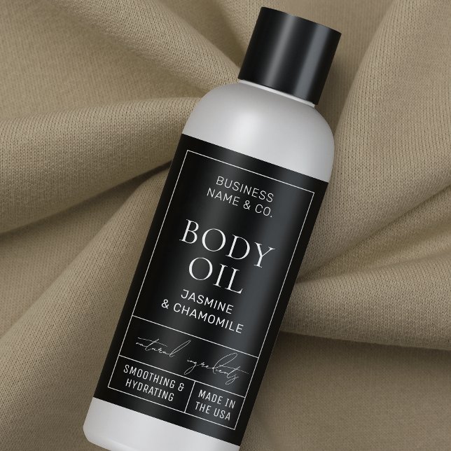 Black Apothecary 4 OZ 120ml Cosmetic Bottle Label (Minimalist black 4 OZ cosmetic bottle wrapper style label *verify size to ensure a good fit*)