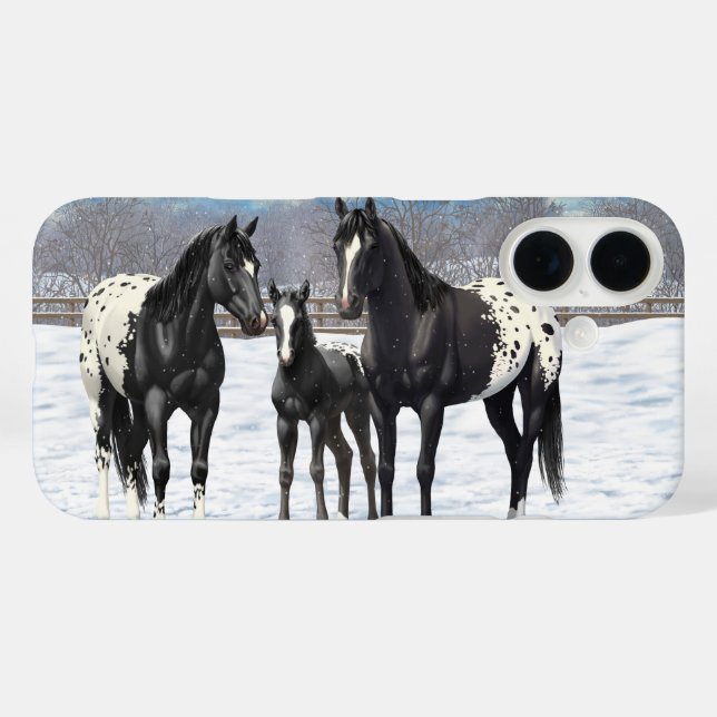 Black Appaloosa Horses In Snow Case-Mate iPhone Case (Back (Horizontal))