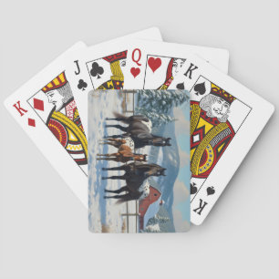 Black Appaloosa Horses on a Farm in Winter Playing Cards