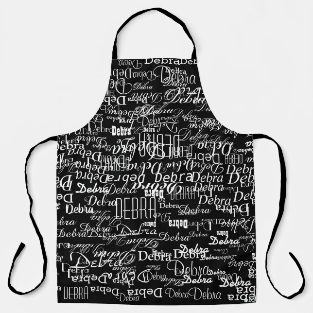 Black Apron with Custom White Names  (Front)