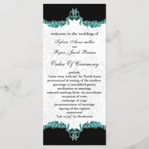 black aqua Wedding program Programme