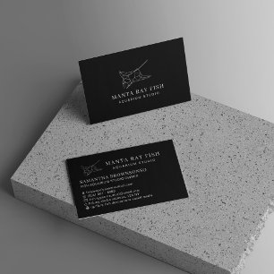 Black Aquarium Fish Manta Ray Business Card