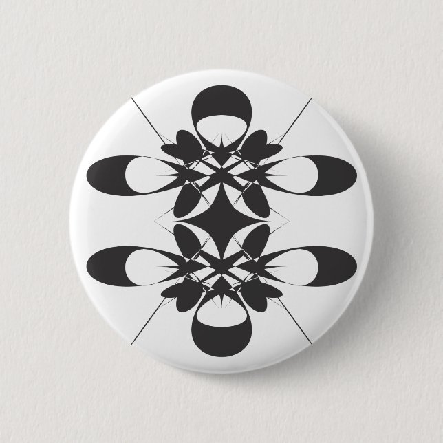 Black arabesque 6 cm round badge (Front)