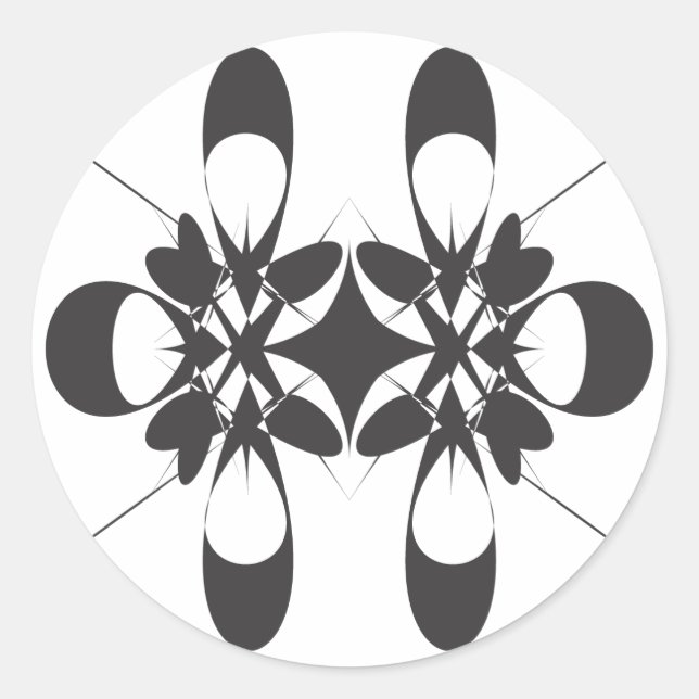 Black arabesque classic round sticker (Front)
