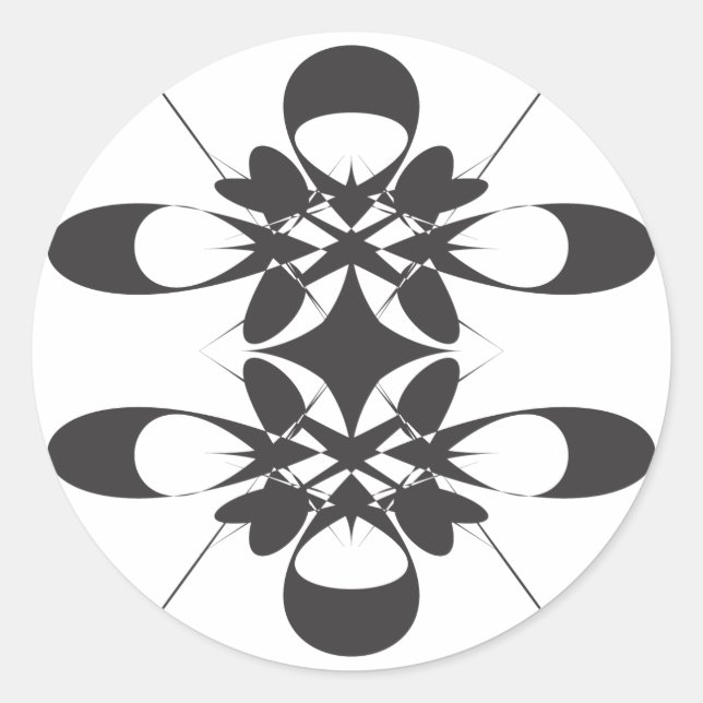 Black arabesque element classic round sticker (Front)