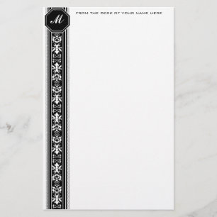 Black Arabesque Monogram Stationery