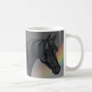 Black Arabian Horse Portrait Elegant Equestrian Coffee Mug