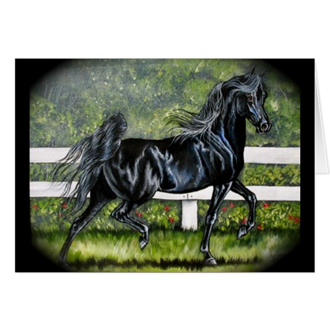 Black Arabian Horse Running (Front Horizontal)