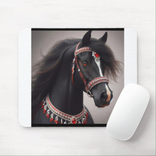 Black Arabian Show Horse Mouse Mat