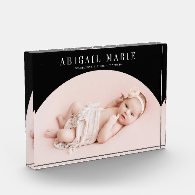 Black Arch Baby Photo Keepsake  Block (Left)