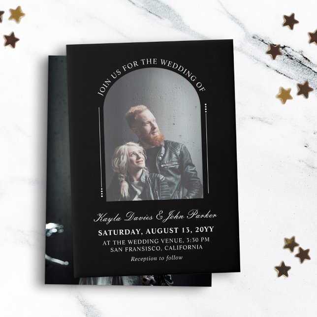 Black Arch Peekaboo Informal Wedding Vellum Invitations (Creator Uploaded)
