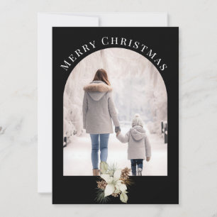 BLACK ARCHED PHOTO MINIMAL  CHRISTMAS  HOLIDAY CARD