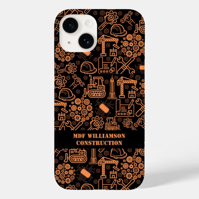 black Architectural Blueprint Engineer Pattern Case-Mate iPhone Case (Back)