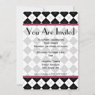 Black Argyle Fashion Invitation