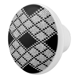 BLACK ARGYLE KNIT Ceramic Knob