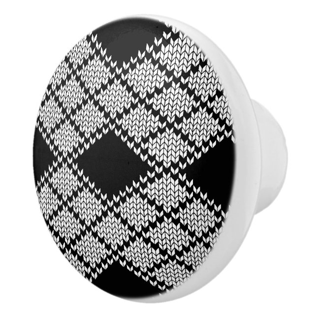 BLACK ARGYLE KNIT Ceramic Knob (Right)