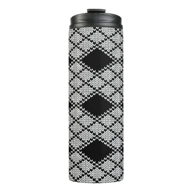 BLACK ARGYLE KNIT Thermal Tumbler (Front)