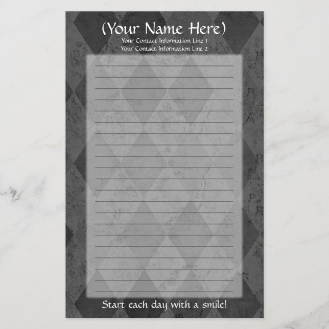 Black Argyle Personal Stationery (Front)