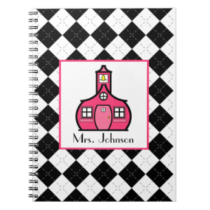 Black Argyle & Pink Teacher Notebook