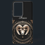 Black Aries Zodiac Sign Phone Case<br><div class="desc">The phone case is a sleek and protective cover featuring the Aries zodiac symbol, representing the ram, for individuals born between March 21 and April 19. Designed in a stylish black colour, the case offers a modern and sophisticated look while safeguarding the phone from scratches and impacts. Aries zodiac enthusiasts...</div>