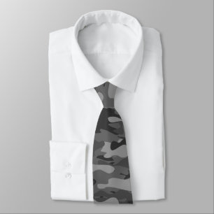 Black army camo military camouflage pattern print tie