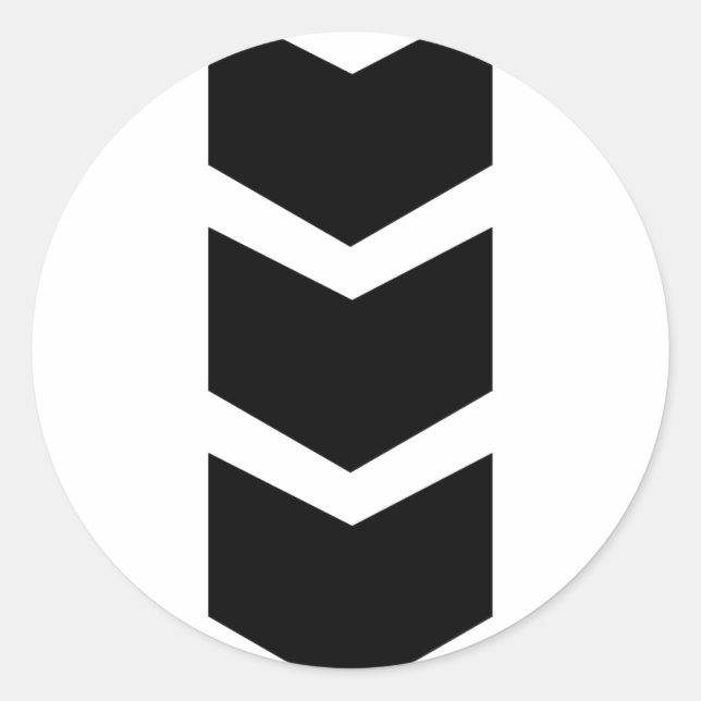 black arrow down classic round sticker (Front)