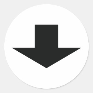 black arrow down classic round sticker