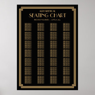 Black Art Deco Alphabetical Wedding Seating Chart