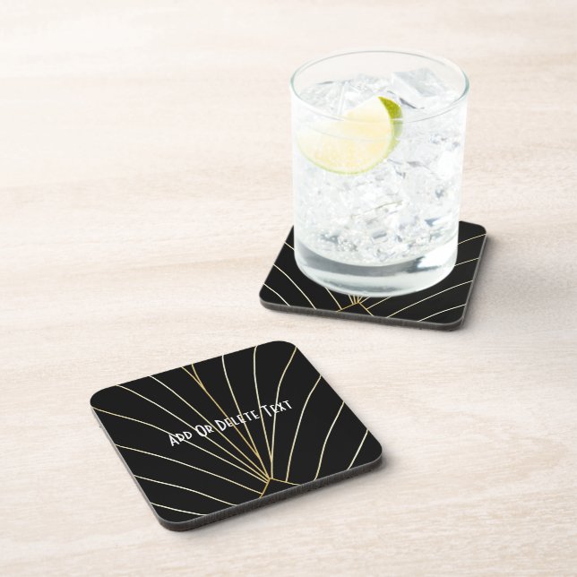 Black Art Deco Design Coaster (Right Side)
