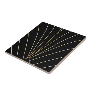 Black Art Deco Design Tile