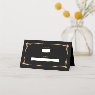 Black Art Deco Great Gatsby Number Place Card
