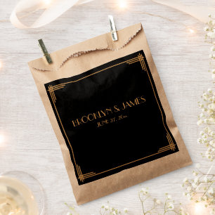 Black Art Deco Great Gatsby Wedding Favour Bags