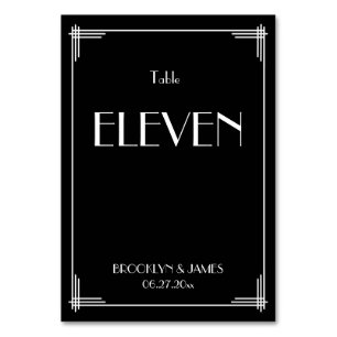 Black Art Deco Great Gatsby Wedding Table Numbers